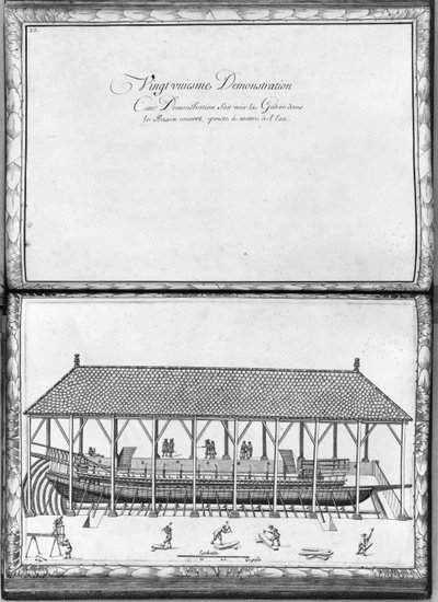 A galley getting ready to launch, twenty-first demonstration, plate 22, illustration from 